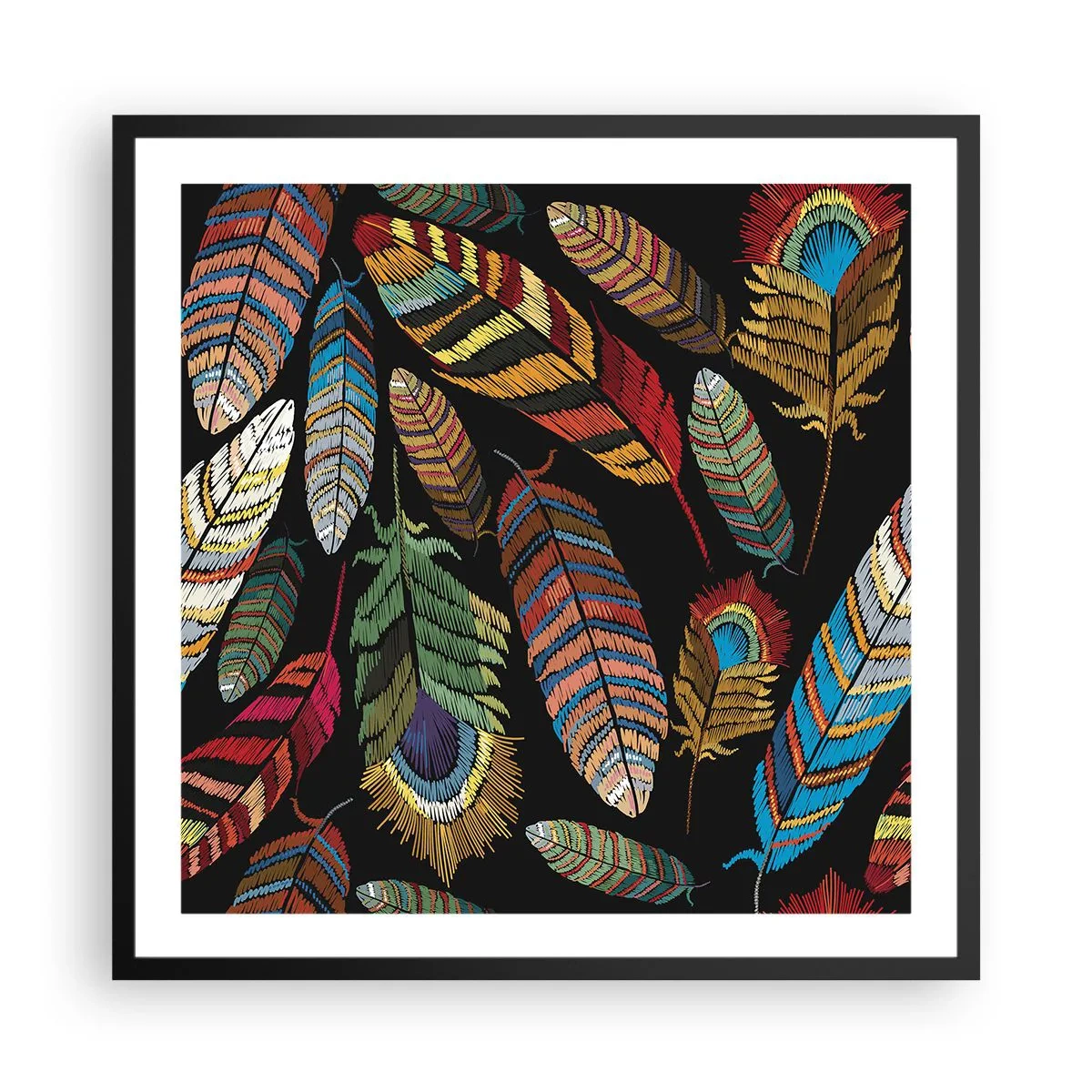 Affiche dans un cadre noir - Poster - Le carnaval des oiseaux - 60x60 cm