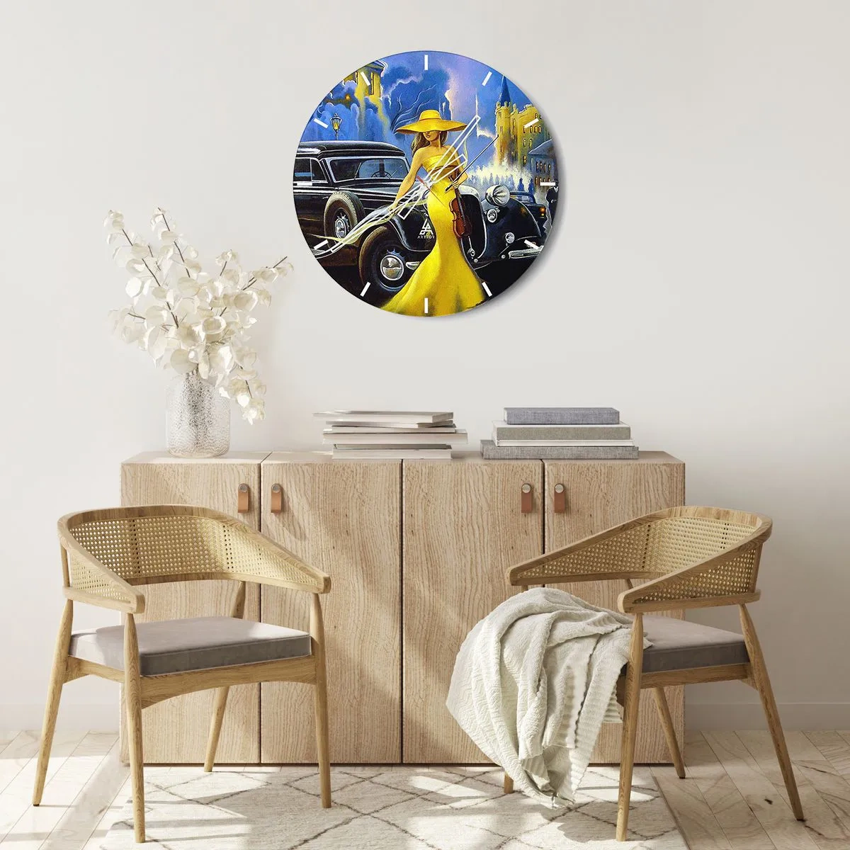 Horloge murale - Pendule murale - Nocturne pour violon et amour - 40x40 cm