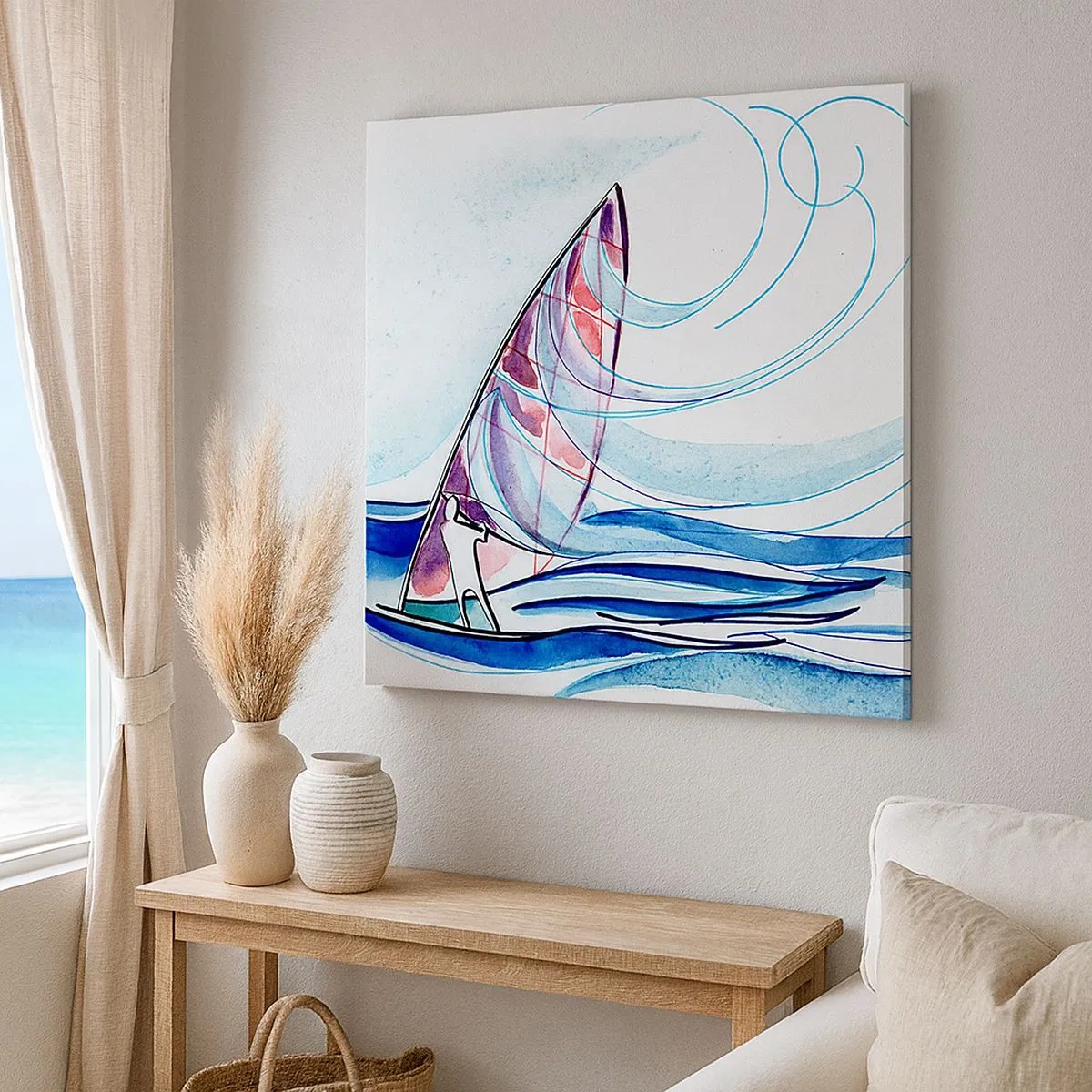 Impression sur toile - Image sur toile - Avec le vent au rythme des vagues - 30x30 cm