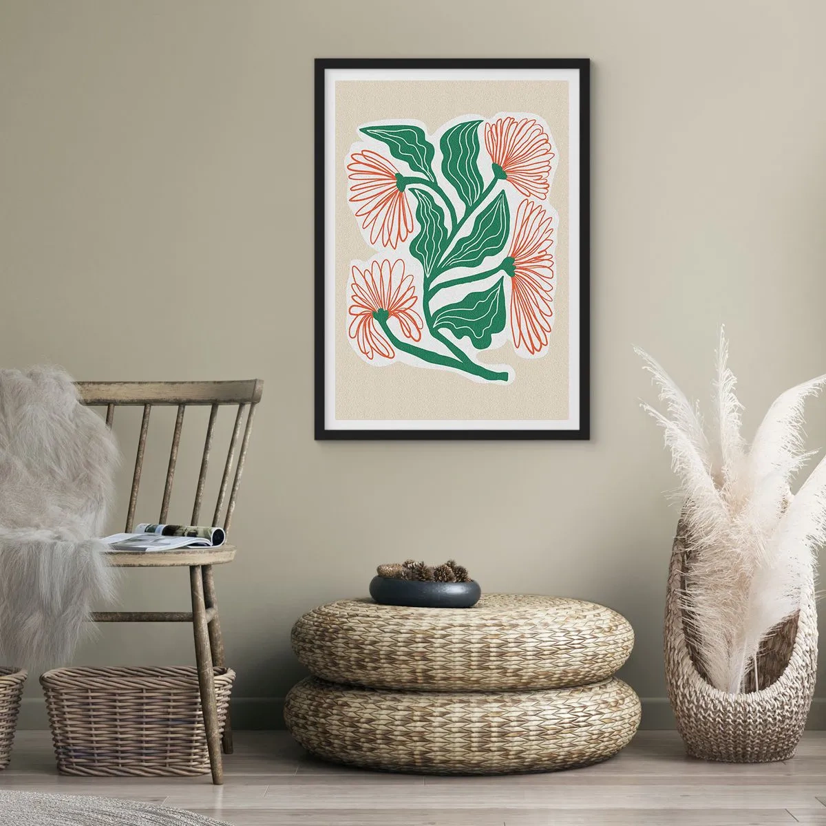 Affiche dans un cadre noir - Poster - Folk et moderne - 70x100 cm