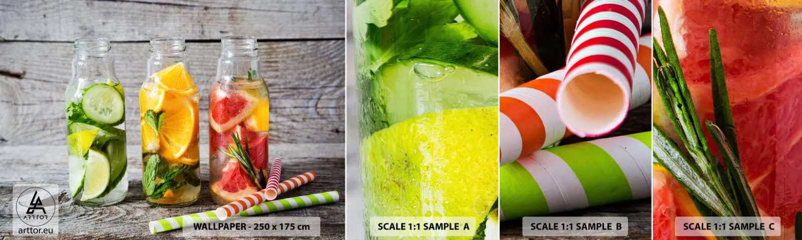 Échantillon De Papier Peint Standard Eco - Sain par nature - La gastronomie, Boisson fruitée, Fruit - 100x30 cm