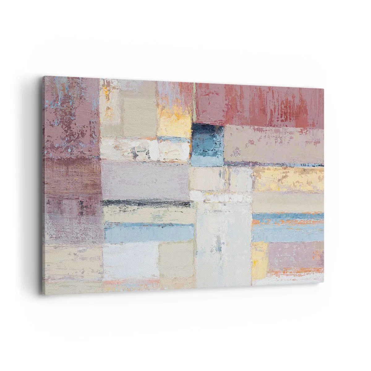 Impression sur toile - Image sur toile - Composition géométrique aux couleurs pastel - 120x80cm - Le calme de la géométrie - Décoration murale moderne pour le salon et la chambre ARTTOR