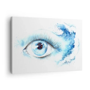 Impression sur toile - Image sur toile - Aquarelle artistique d'un œil avec une vague dynamique - 70x50cm - Plongez-vous dans le bleu du regard - Décoration murale moderne pour le salon et la chambre ARTTOR