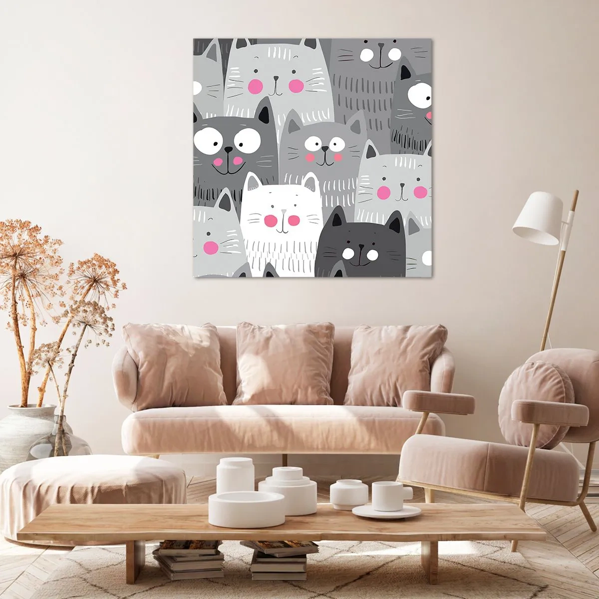 Impression sur toile - Image sur toile - Le monde des chats - 60x60 cm