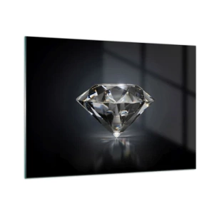 Impression sur verre - Image sur verre - Un diamant étincelant sur un fond sombre dans un arrangement élégant - 100x70cm - La meilleure amie - Décoration murale moderne pour le salon et la chambre ARTTOR