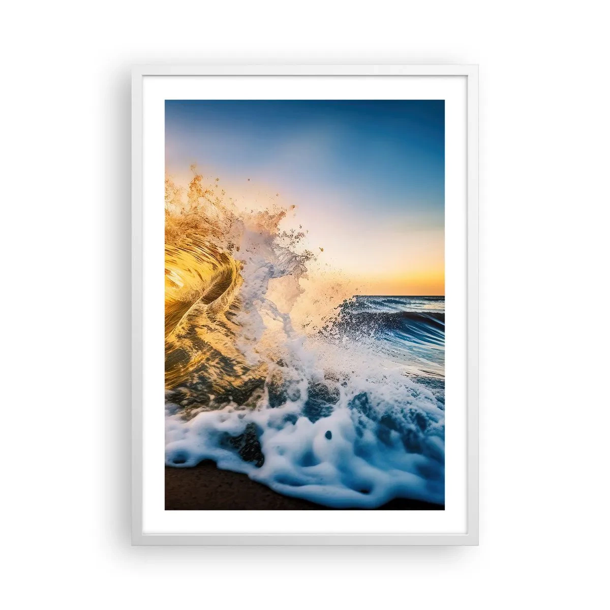 Affiche dans un cadre blanc - Poster - S'amuser dans le sable - 50x70 cm