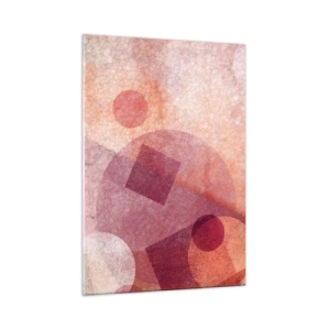 Impression sur verre - Image sur verre - Composition géométrique abstraite dans les tons de rose et d'orange - 50x70cm - Transformations géométriques en rose - Décoration murale moderne pour le salon et la chambre ARTTOR