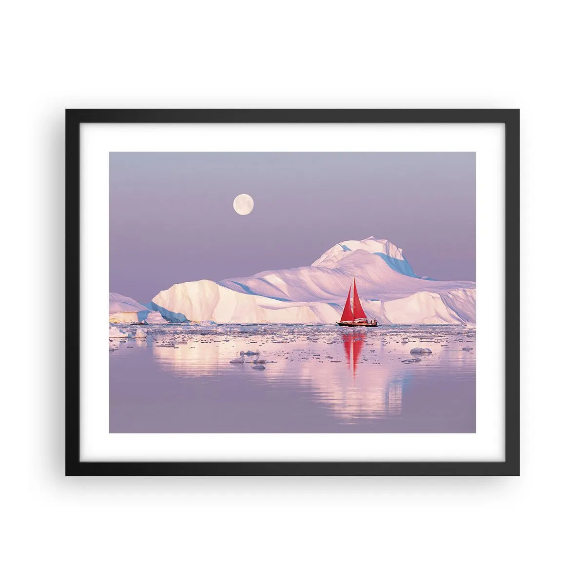 Affiche dans un cadre noir - Poster - La chaleur de la voile, le froid de la glace - 50x40 cm