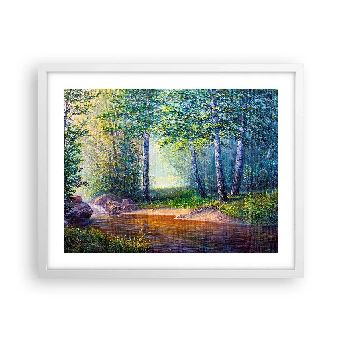 Affiche dans un cadre blanc - Poster - Paysage idyllique - 50x40 cm