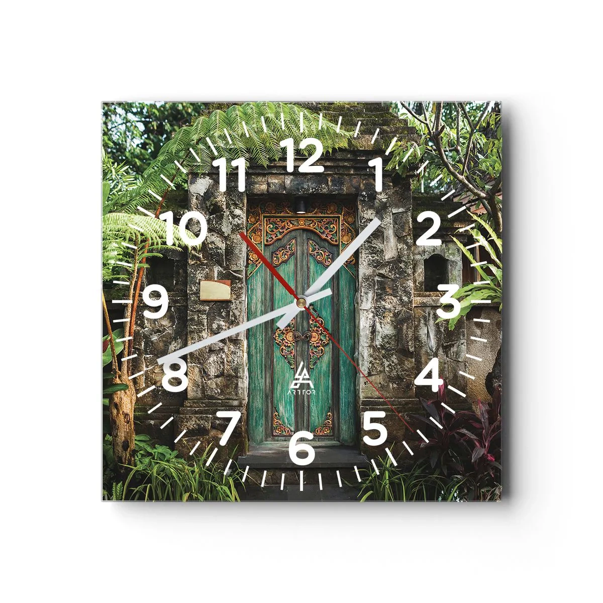 Horloge murale - Pendule murale - Porte vers un monde exotique - 40x40 cm