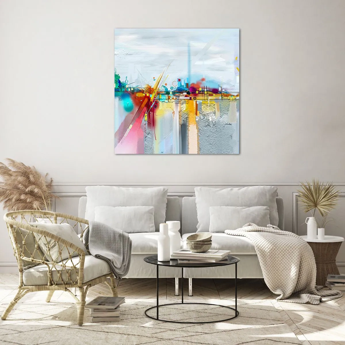 Impression sur verre - Image sur verre - Pont de joie sur le fleuve de la vie - 70x70 cm