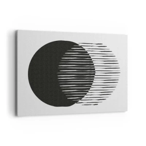 Impression sur toile - Image sur toile - Deux cercles superposés avec des lignes noires et blanches - 100x70cm - Son alter ego - Décoration murale moderne pour le salon et la chambre ARTTOR