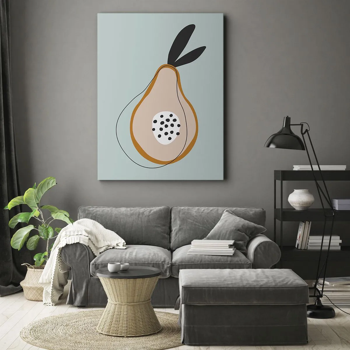 Impression sur toile - Image sur toile - Poire abstraite sur fond clair - 80x120cm - Pénétrer la nature des choses - Décoration murale moderne pour le salon et la chambre ARTTOR