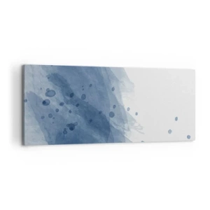 Impression sur toile - Image sur toile - Taches et stries abstraites dans des tons de bleu - 120x50cm - Tulle bleu - Décoration murale moderne pour le salon et la chambre ARTTOR