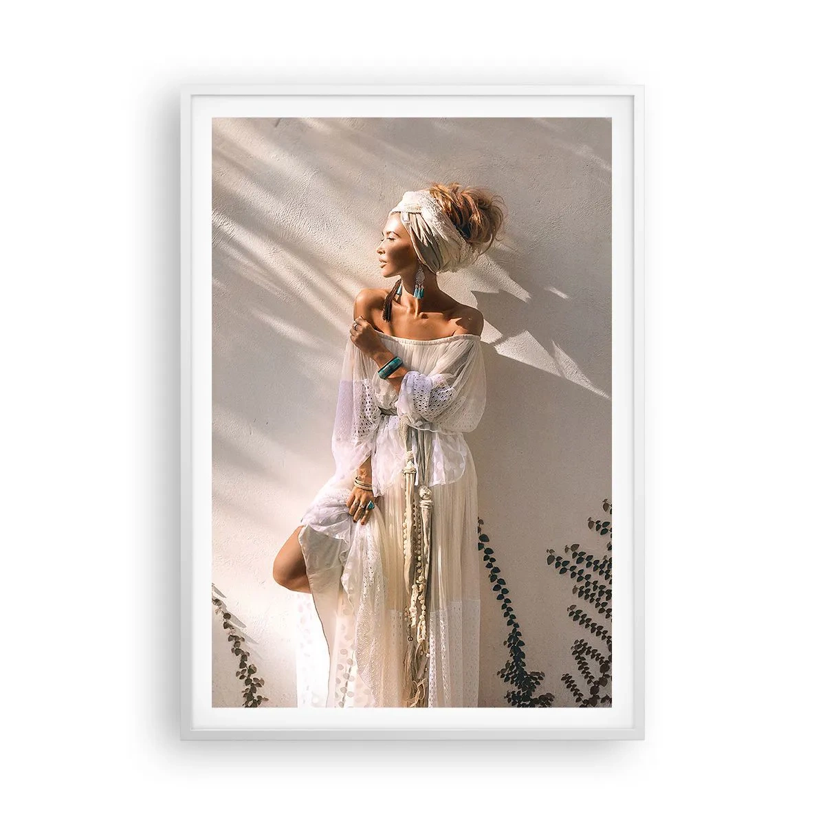 Affiche dans un cadre blanc - Poster - Le soleil et la fille - 70x100 cm