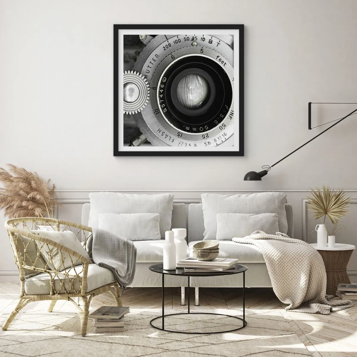 Affiche dans un cadre noir - Poster - Histoire d'Hollywood - 50x50 cm