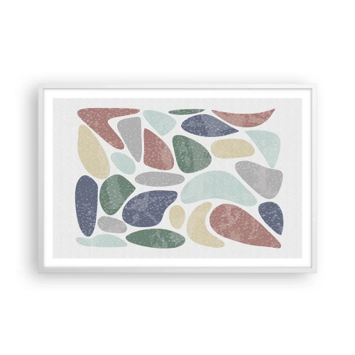 Affiche dans un cadre blanc - Poster - Une mosaïque de couleurs poudrées - 91x61 cm