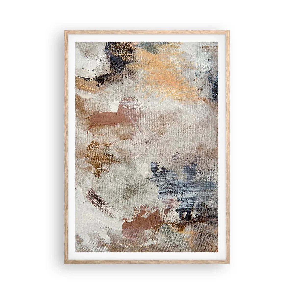 Affiche dans un chêne clair - Poster - Abstraction brumeuse - 70x100 cm