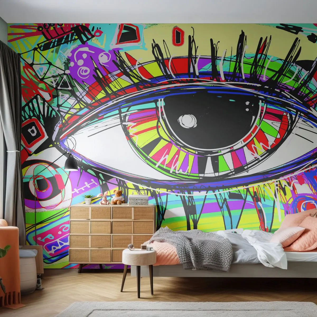 Papier Peint Autocollant Deluxe Sticker - Oeil coloré - âme colorée - Abstraction, Œil, Graphique - 400x280 cm