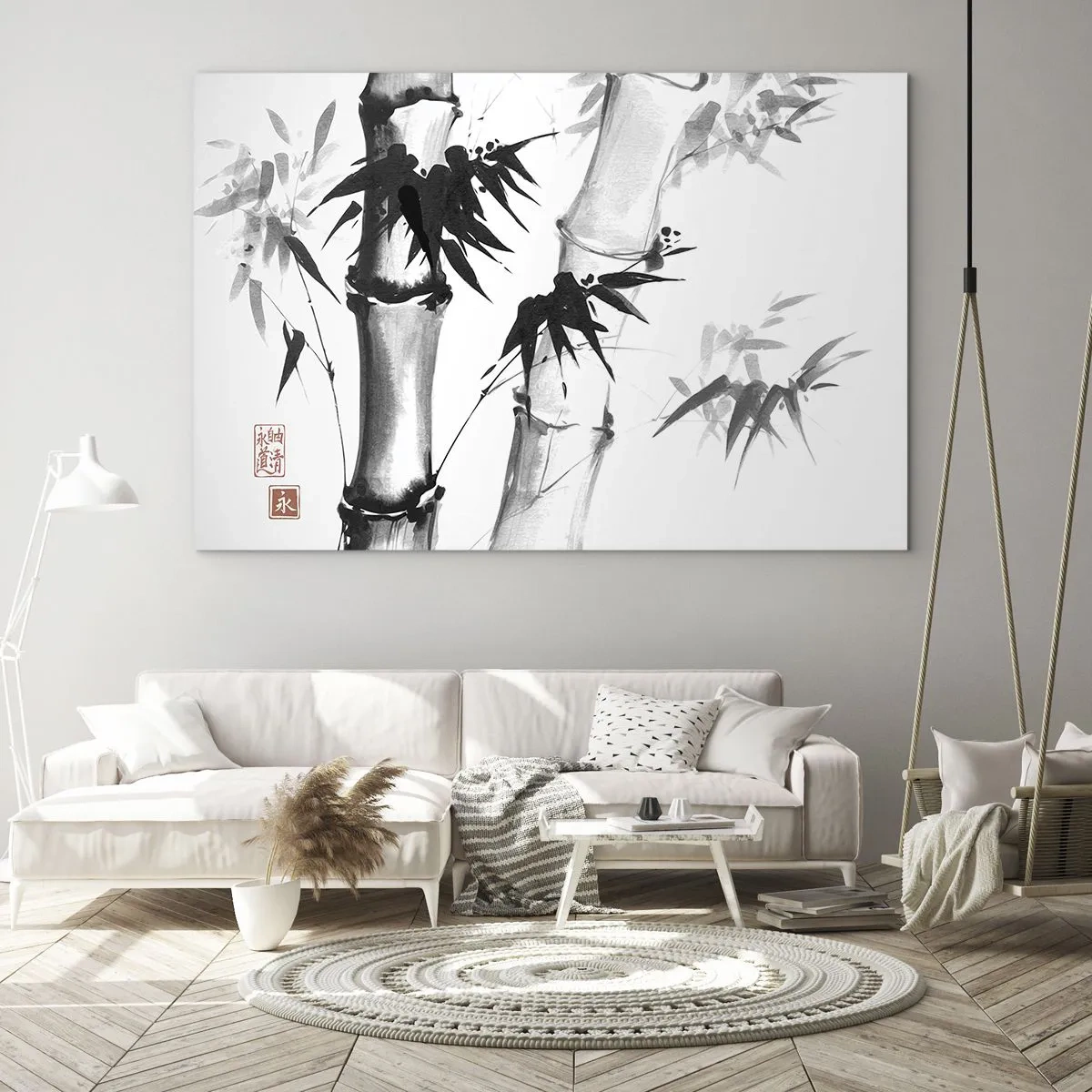 Impression sur verre - Image sur verre - Bambou dans un style traditionnel - 70x50cm - Gros plan sur l'orient - Décoration murale moderne pour le salon et la chambre ARTTOR