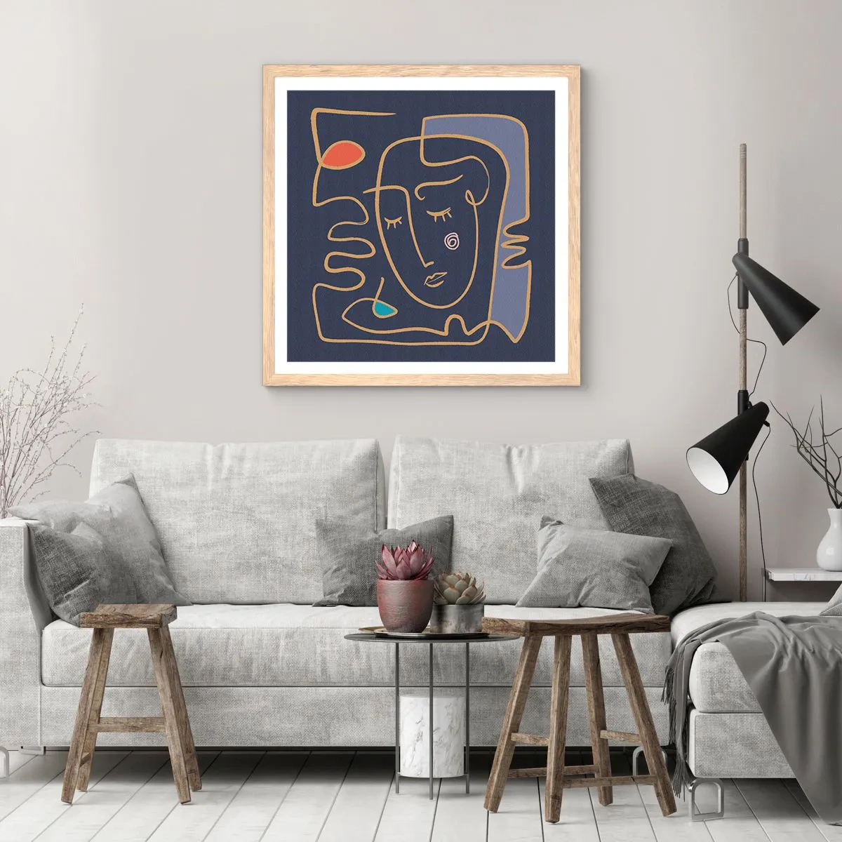 Affiche dans un chêne clair - Poster - En réflexion - 40x40 cm