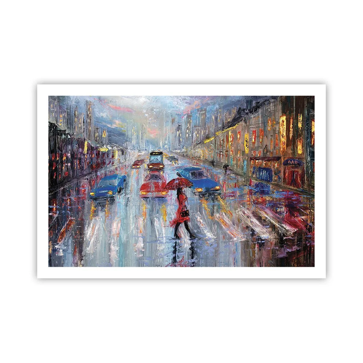 Affiche - Poster - Après-midi pluvieux en ville - 91x61 cm
