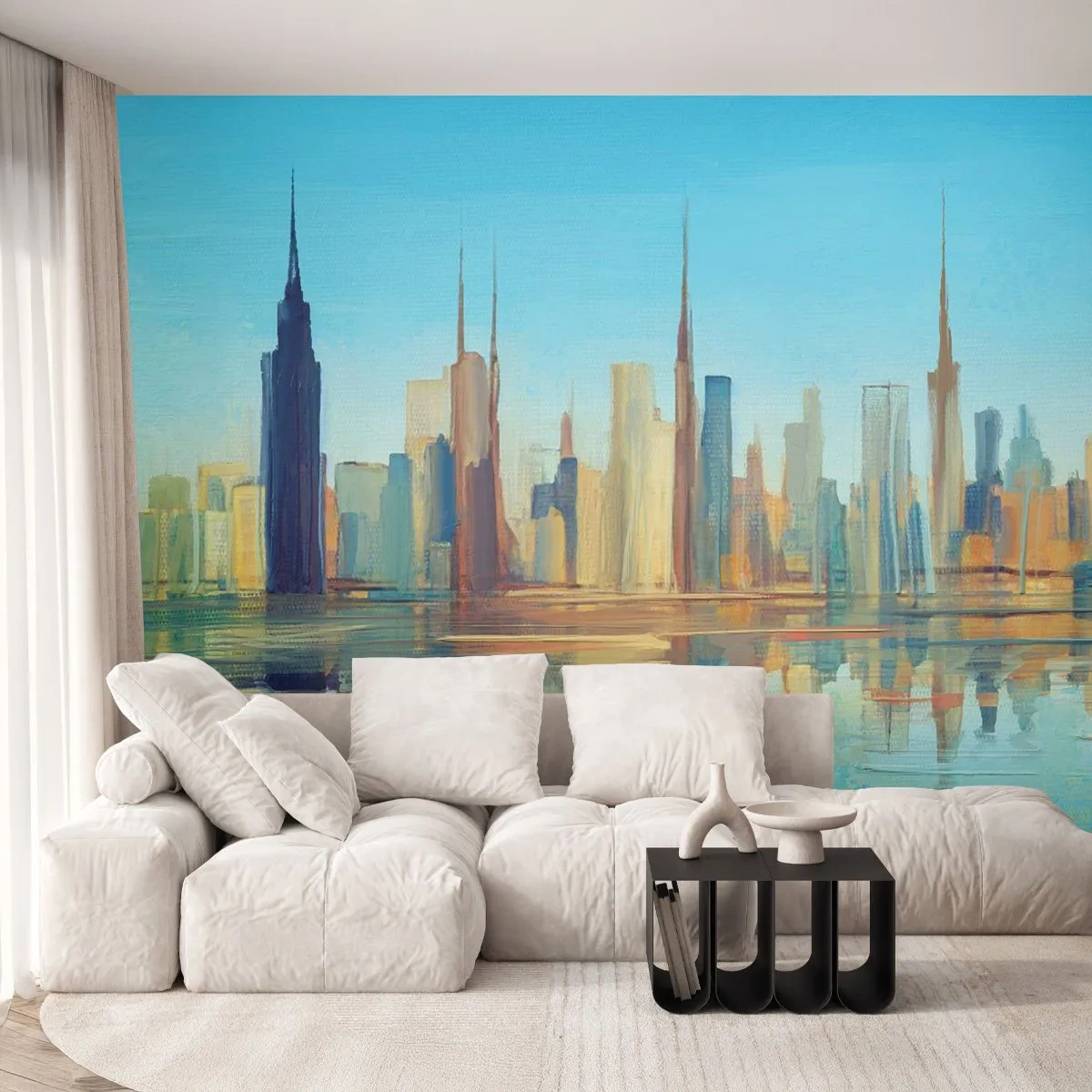 Papier Peint Photo Premium Canvas - Une métropole ensoleillée - Ville, Architecture, Morceau - 150x105 cm
