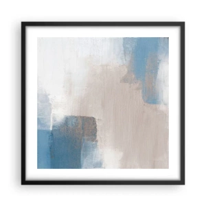 Affiche dans un cadre noir - Poster - Abstraction rose derrière un rideau de bleu - 50x50 cm