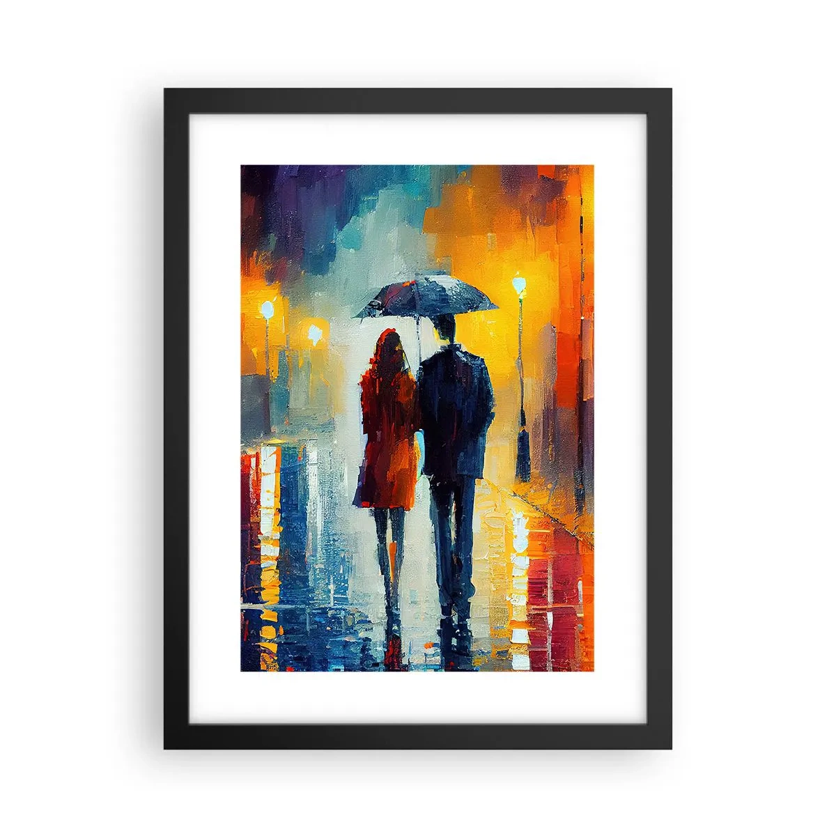 Affiche dans un cadre noir - Poster - Ensemble – une nuit colorée - 30x40 cm