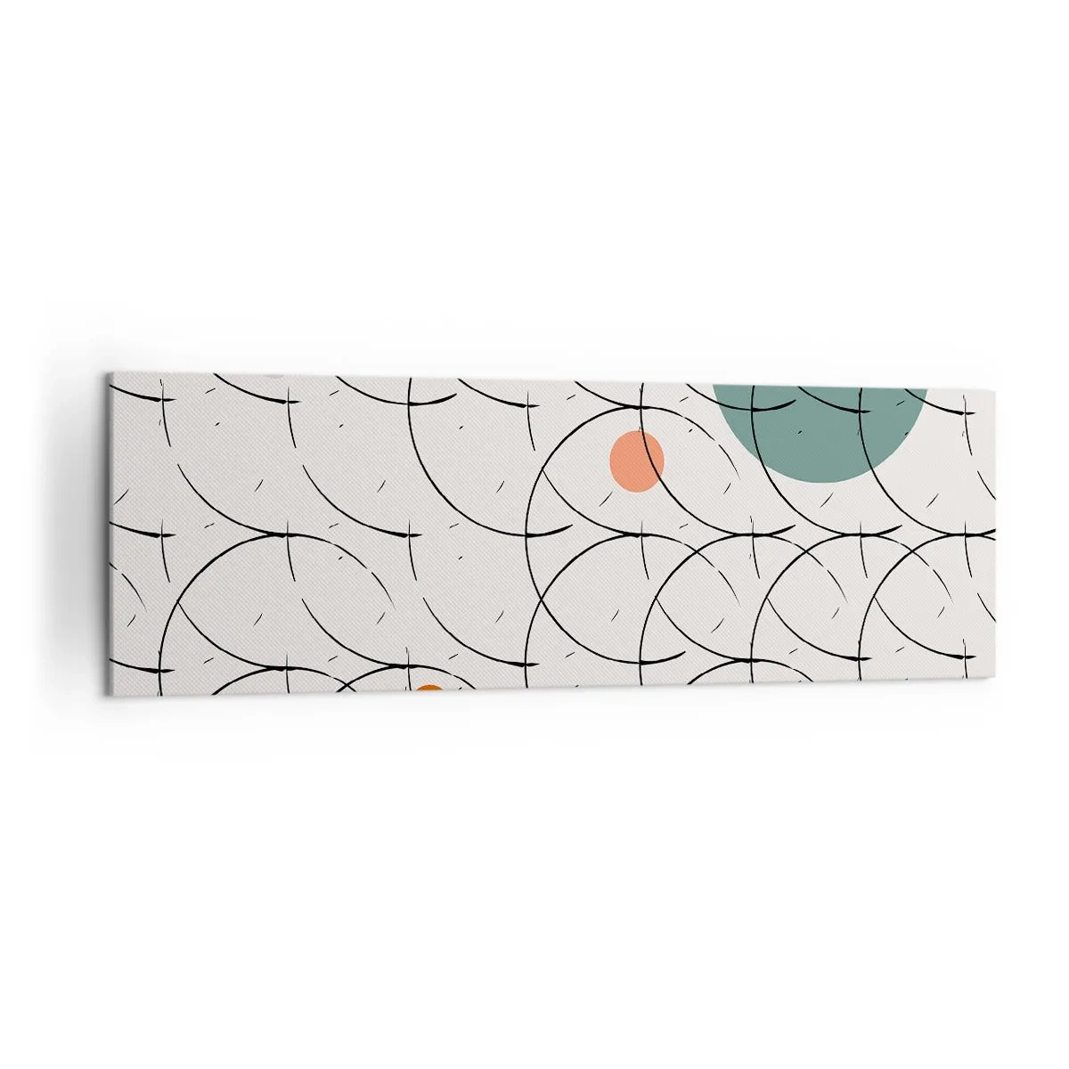 Impression sur toile - Image sur toile - Motif géométrique avec des cercles colorés sur un fond clair - 160x50cm - Dans l'esprit pop art - Décoration murale moderne pour le salon et la chambre ARTTOR