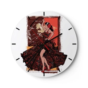 Horloge murale - Pendule murale - Une danseuse en robe rouge avec une formation artistique - 30x30cm - Au rythme du cœur - Décoration murale moderne pour le salon, la cuisine et la chambre ARTTOR
