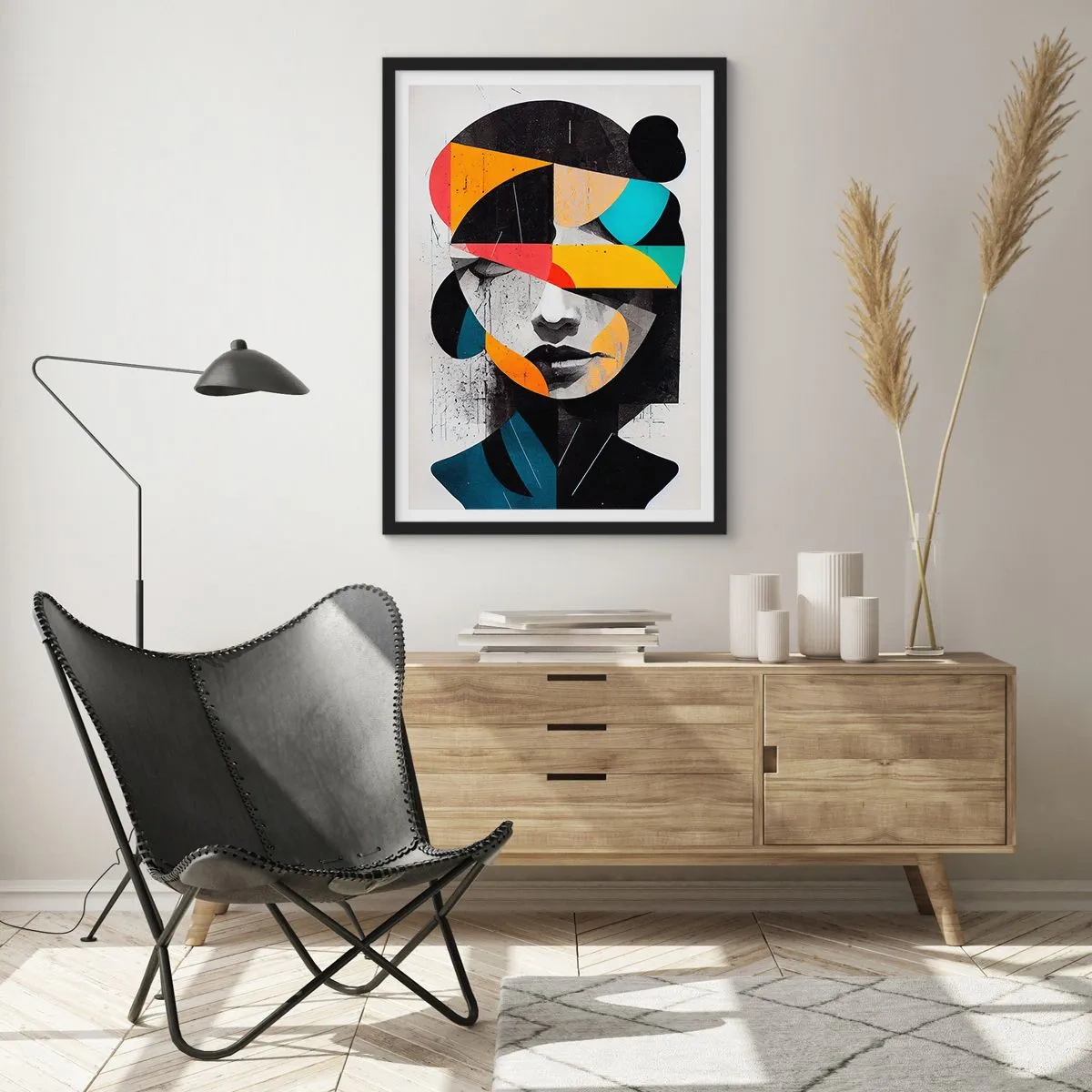 Affiche dans un cadre noir - Poster - Portrait intérieur multicolore - 40x50 cm
