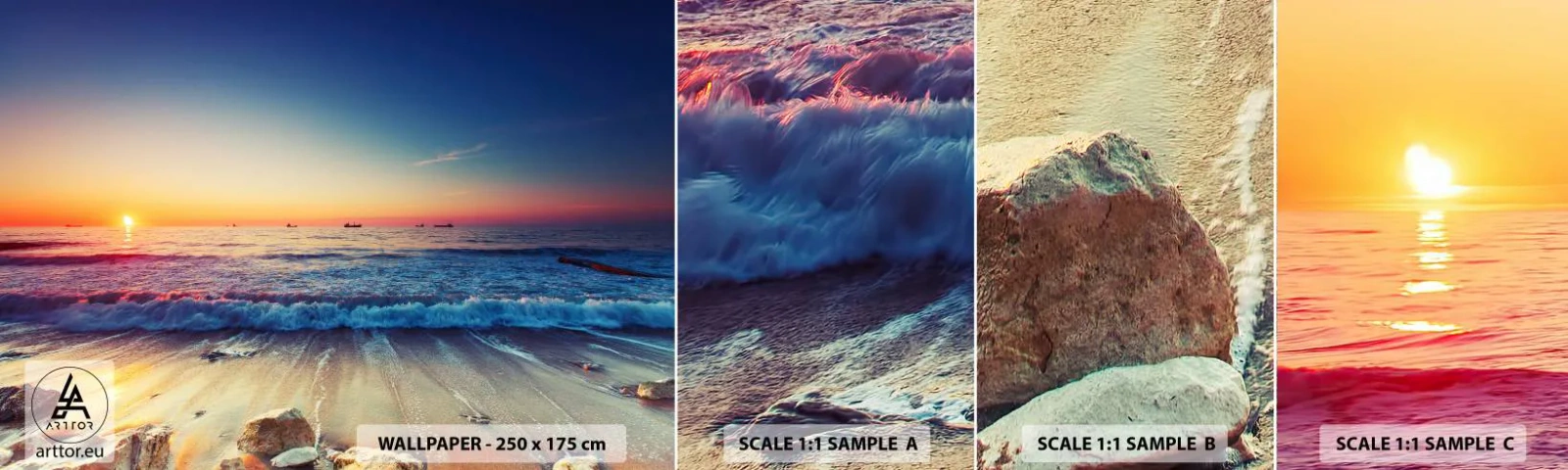 Échantillon de Papier Peint Autocollant Deluxe Sticker - Mais quel horizon ? - Paysage, Mer, Coucher de soleil - 100x30 cm