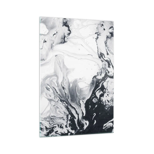 Impression sur verre - Image sur verre - Motif abstrait monochrome avec effet marbré - 70x100cm - Au centre de la Terre - Décoration murale moderne pour le salon et la chambre ARTTOR