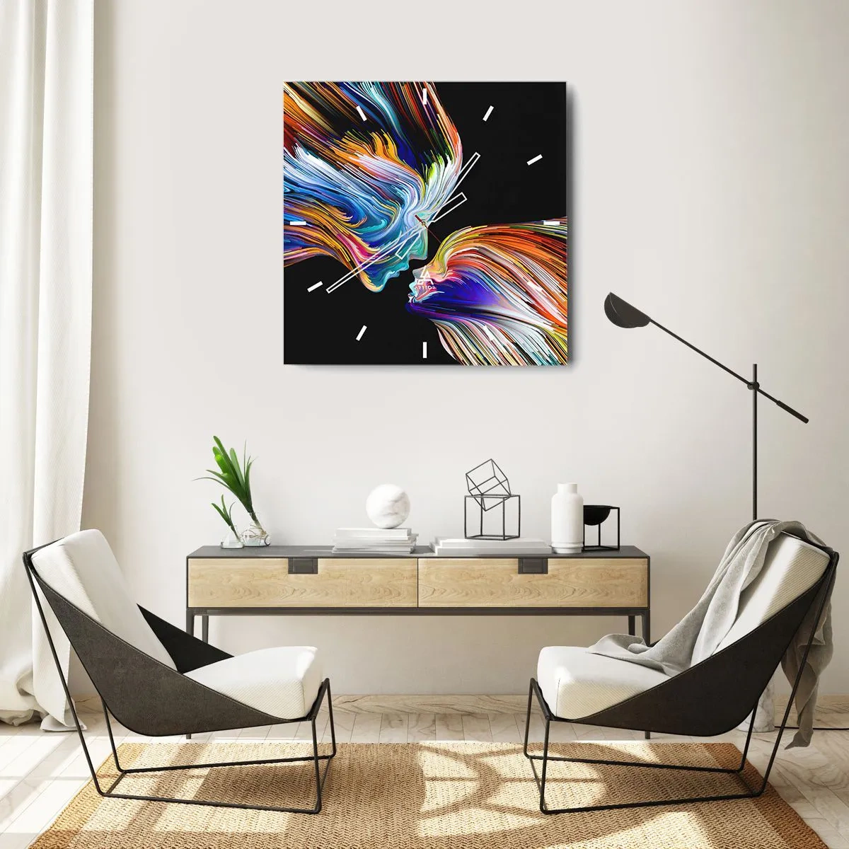 Horloge murale - Pendule murale - Une fusion d'énergie et de lumière - 40x40 cm