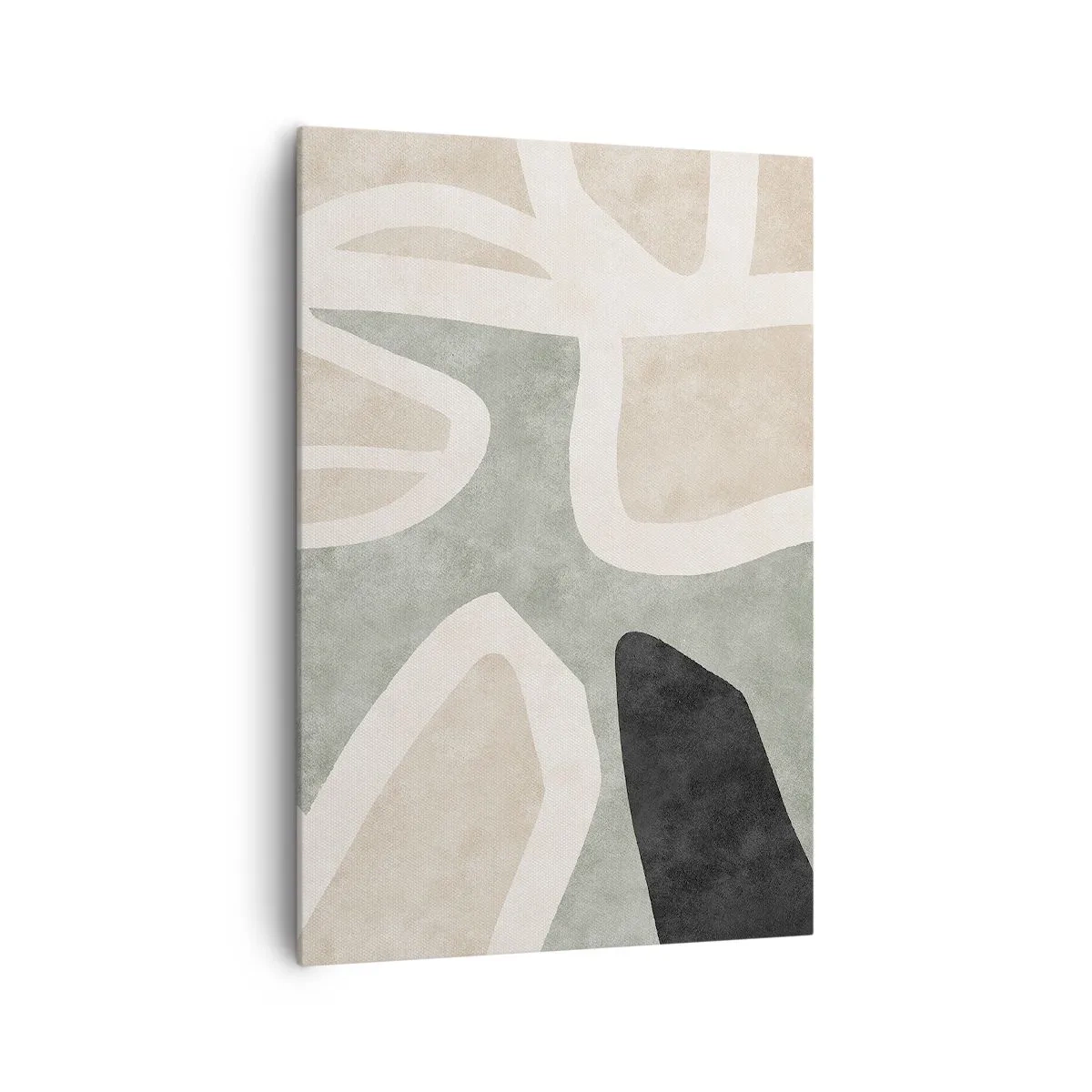 Impression sur toile - Image sur toile - Formes abstraites aux couleurs tamisées - 70x100cm - Composition pour motif noir - Décoration murale moderne pour le salon et la chambre ARTTOR