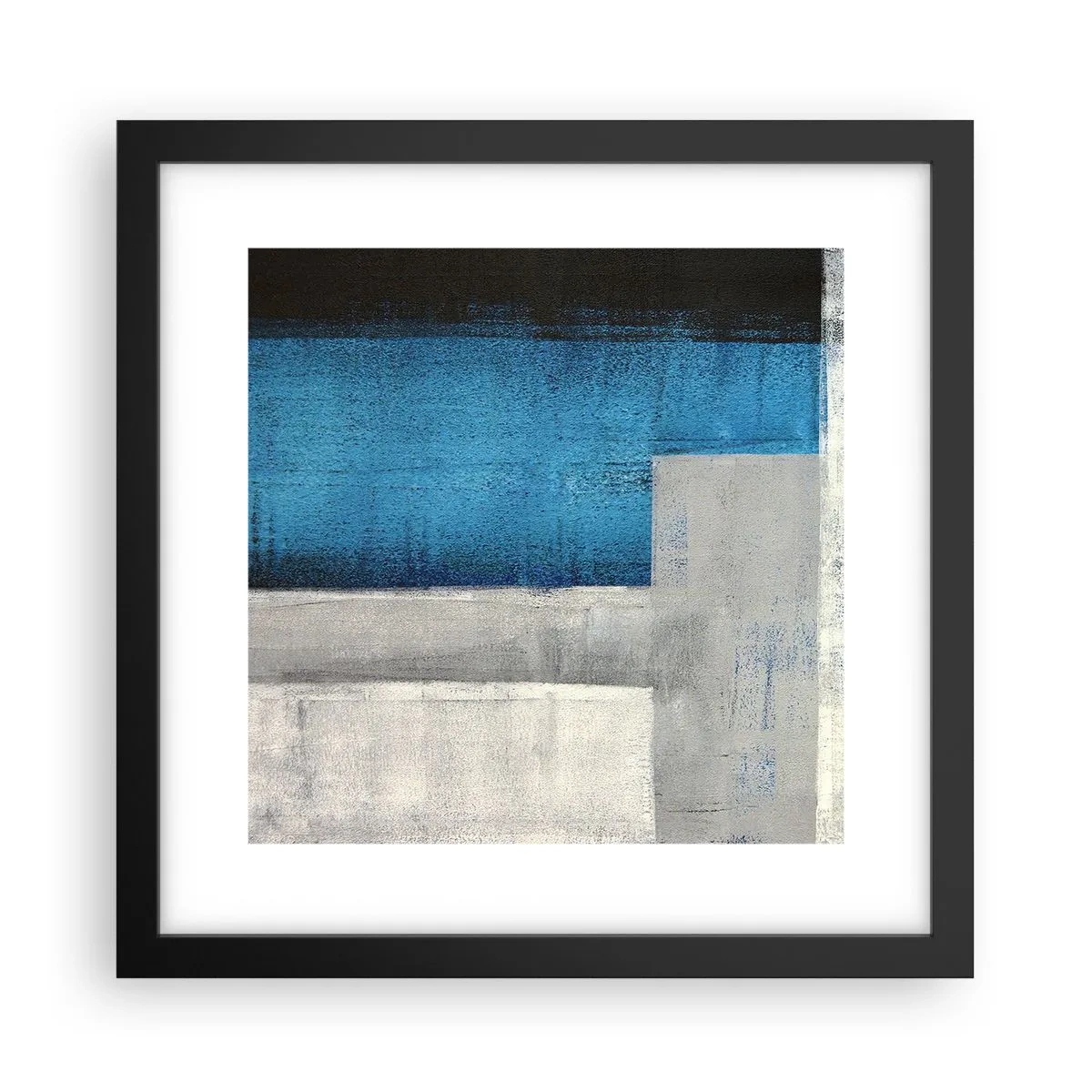 Affiche dans un cadre noir - Poster - Une composition poétique de gris et de bleu - 30x30 cm