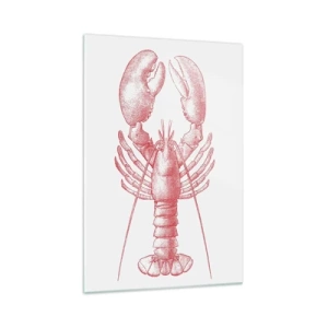 Impression sur verre - Image sur verre - Dessin d'un homard dans une teinte rouge - 70x100cm - Un homard digne d'Homère - Décoration murale moderne pour le salon et la chambre ARTTOR
