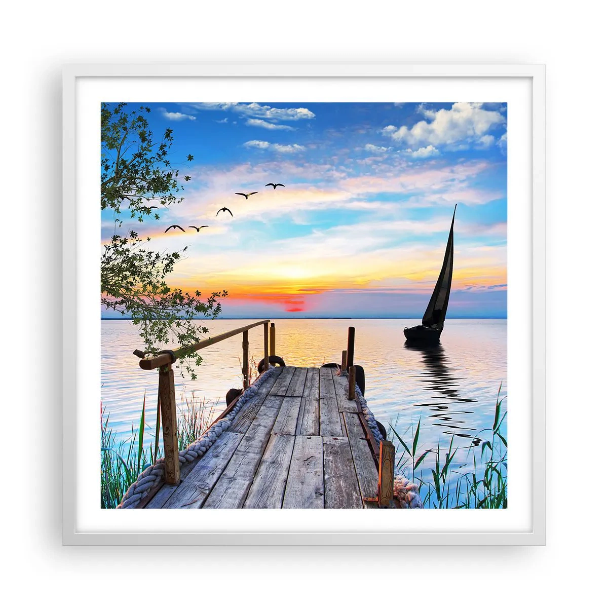 Affiche dans un cadre blanc - Poster - Bonsoir! - 60x60 cm