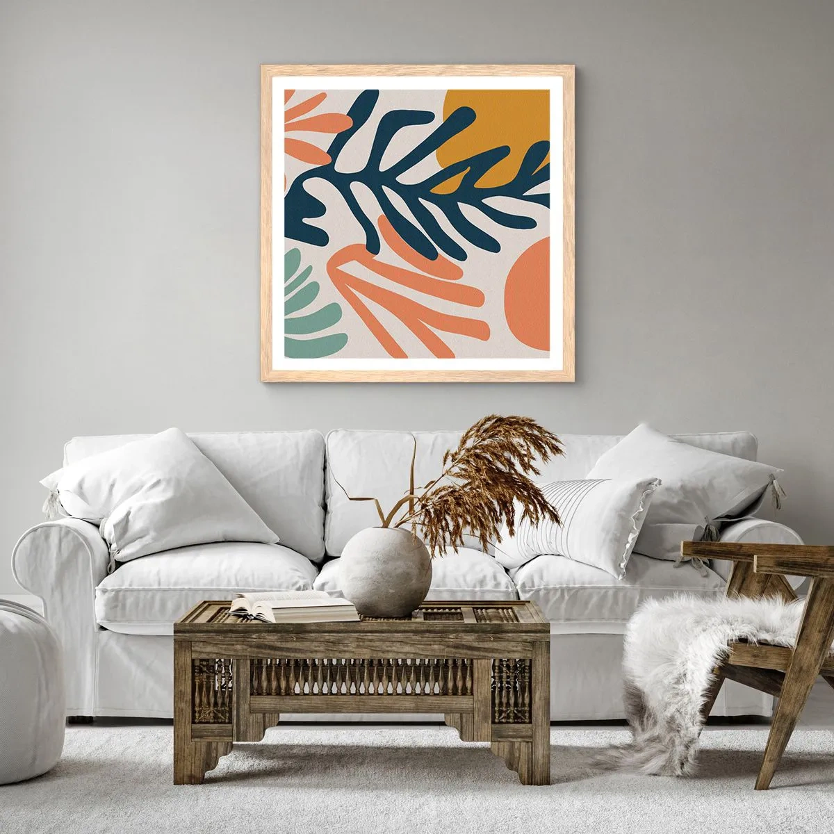 Affiche dans un chêne clair - Poster - Mers de corail - 40x40 cm