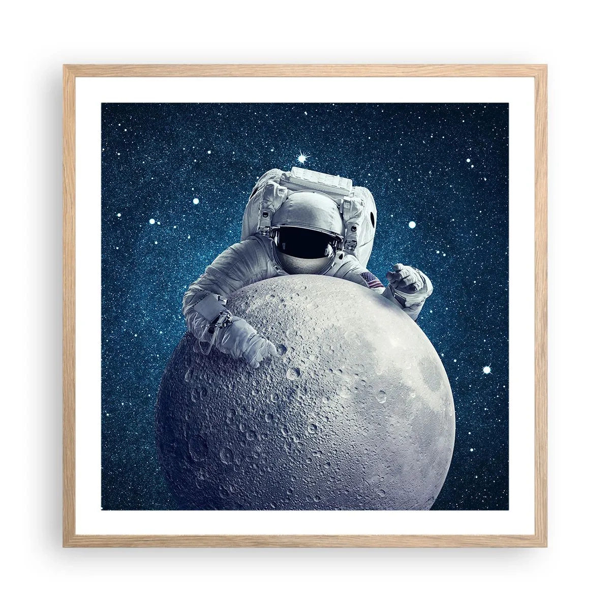 Affiche dans un chêne clair - Poster - Comique de l'espace - 60x60 cm