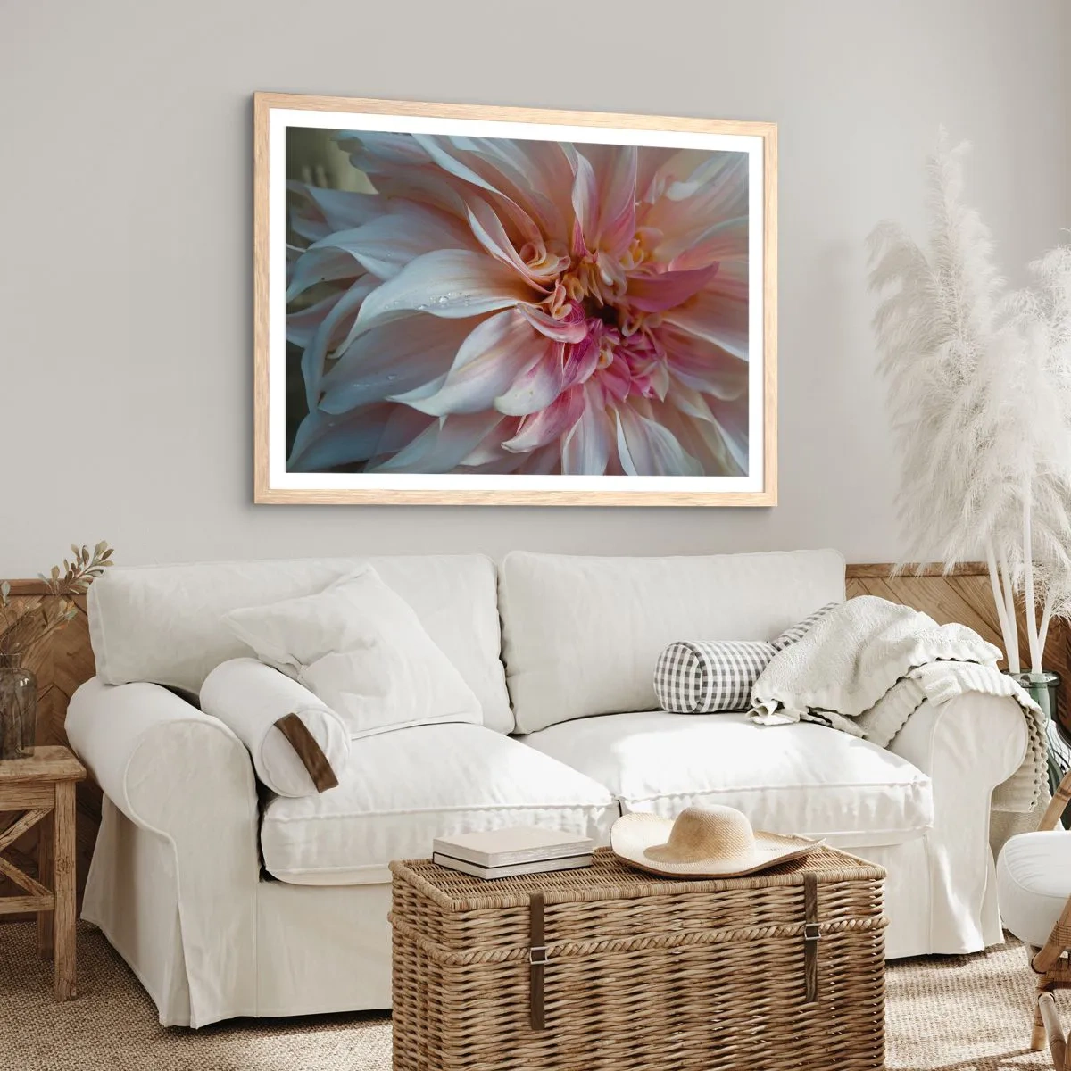 Affiche dans un chêne clair - Poster - Fraîcheur fleurissante - 91x61 cm