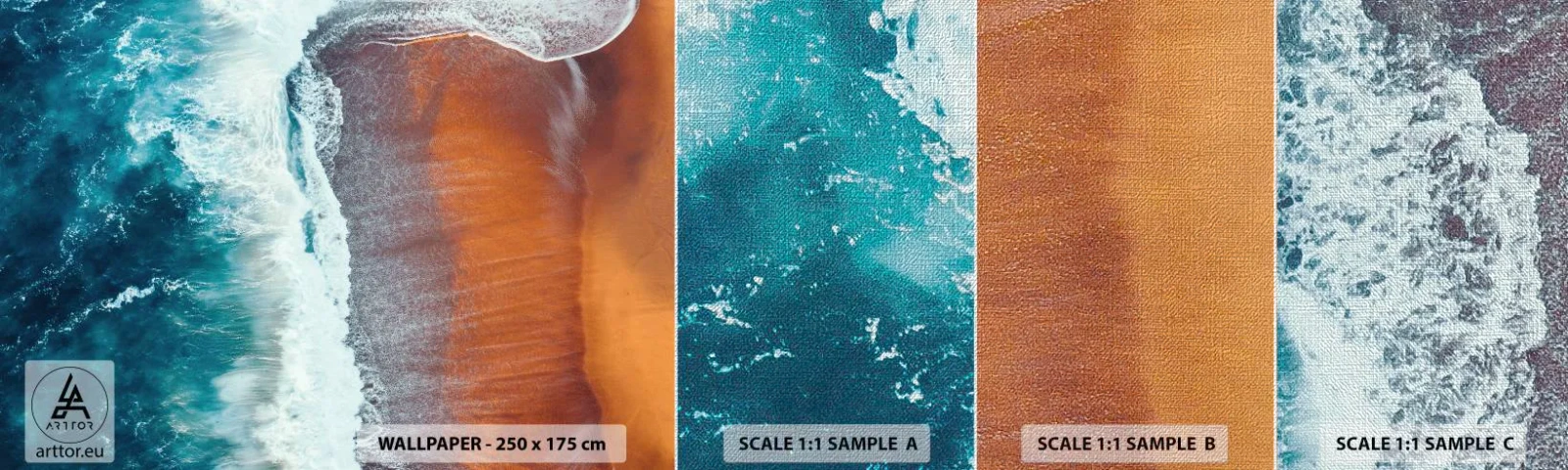 Échantillon de Papier Peint Premium Canvas - Caresse de l'océan - Plage, Mer, Eau - 100x30 cm