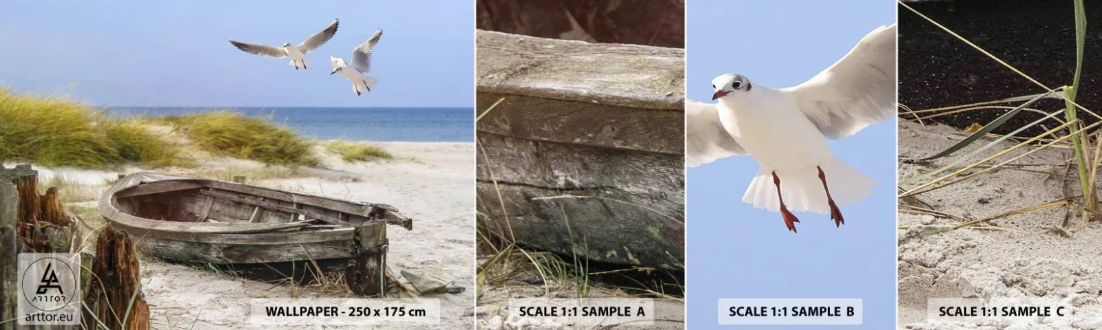 Échantillon de Papier Peint Autocollant Deluxe Sticker - Bain de vent - Paysage, Plage, Dunes - 100x30 cm