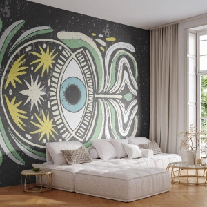 Papier Peint Photo Premium Canvas - Rituels tribaux - Bohème, Œil, Pastel - 350x256 cm