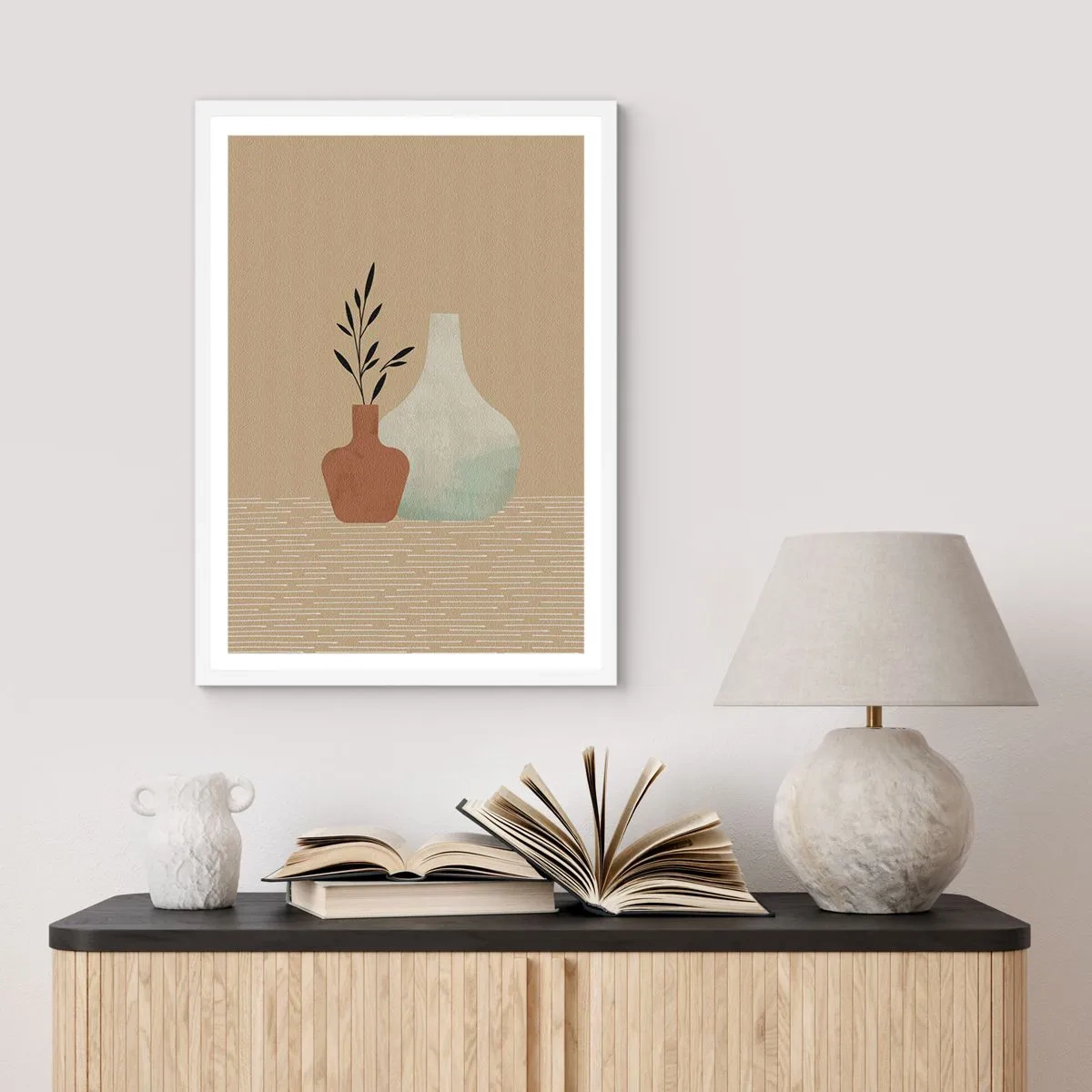 Affiche dans un cadre blanc - Poster - Le vase et son idée - 30x40 cm