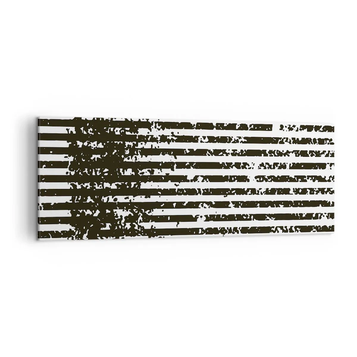 Impression sur toile - Image sur toile - Lignes abstraites avec un effet vieilli en noir et blanc - 140x50cm - Rythme et bruissement - Décoration murale moderne pour le salon et la chambre ARTTOR