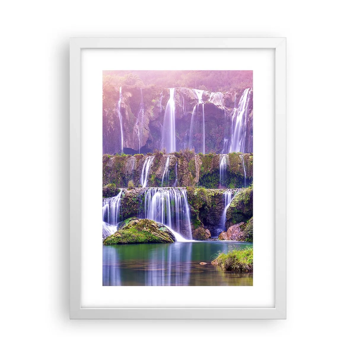 Affiche dans un cadre blanc - Poster - Escalier vers le ciel - 30x40 cm