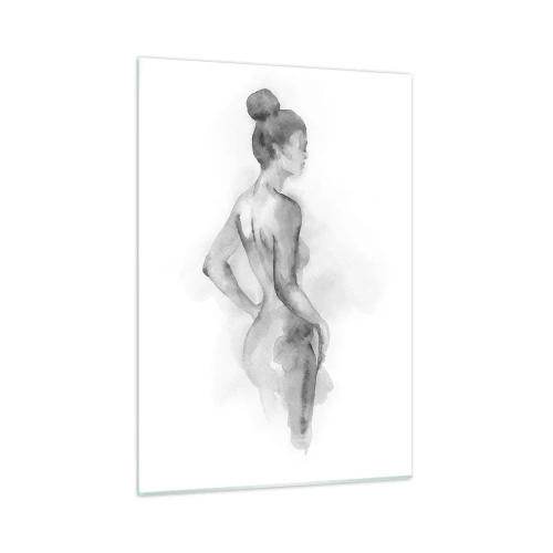 Impression sur verre - Image sur verre - Une silhouette féminine subtile peinte à l'aquarelle sur fond blanc - 50x70cm - Belle comme une peinture - Décoration murale moderne pour le salon et la chambre ARTTOR