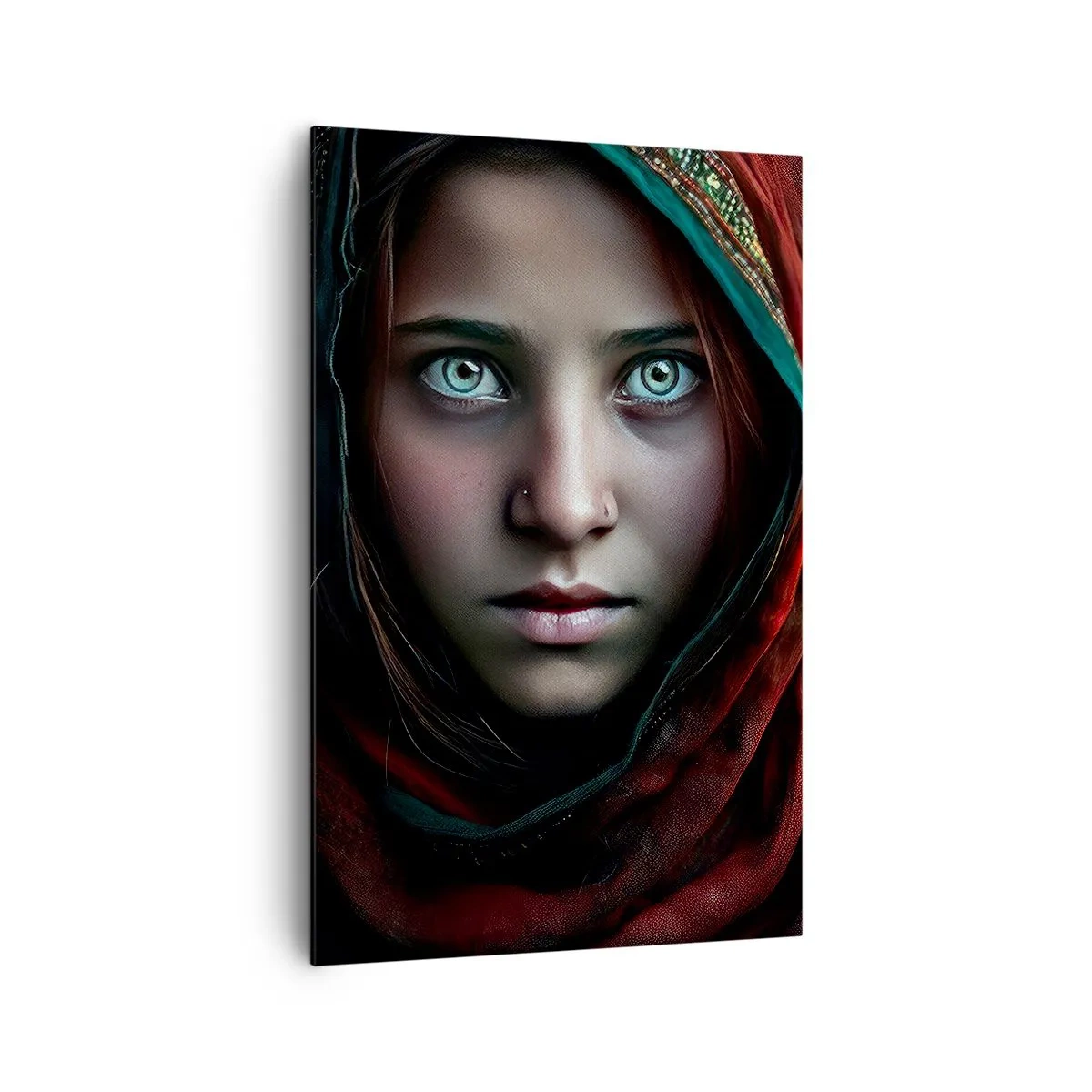 Impression sur toile - Image sur toile - Portrait d'une femme au regard intense aux couleurs chaudes - 80x120cm - Princesse orientale - Décoration murale moderne pour le salon et la chambre ARTTOR
